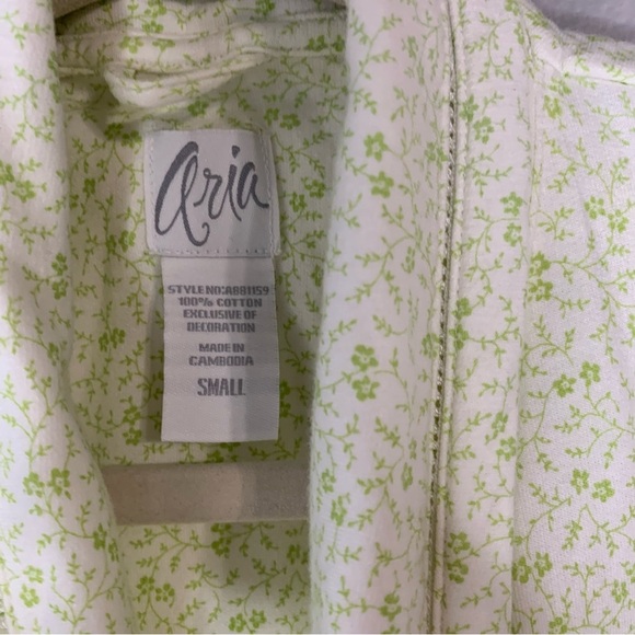 Aria green‎ ditsy floral print cotton long length maxi robe with belt. Size S - Picture 3 of 9